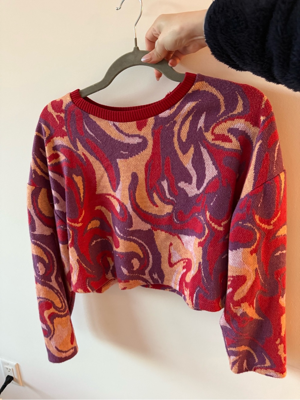 Zara Multicolor Knit Sweater in Red, Purple & Peach